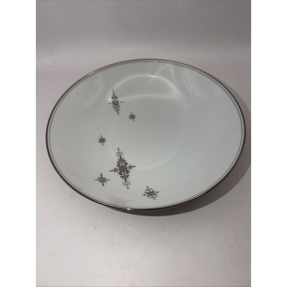 Noritake Soup Bowl Stella 6602 Atomic Star Japan 7 3/8" Platinum Trim Vintage